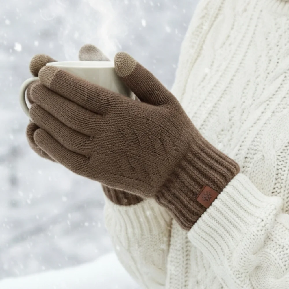 Insulated Touchscreen Plush Sherpa Lined Knit Gloves Winter Outdoor Men Women